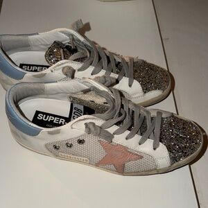 Golden Goose Women's Sneakers with Glitter and Pink Star